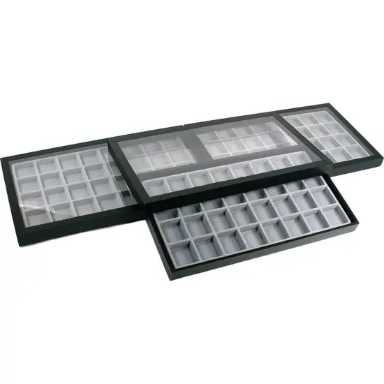 96 Slot Jewelry Coin Display Acrylic Lid Travel Case {1}