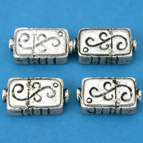 Fluted Rectangle Beads Antique Silver Plt 18mm Approx 4 {1}