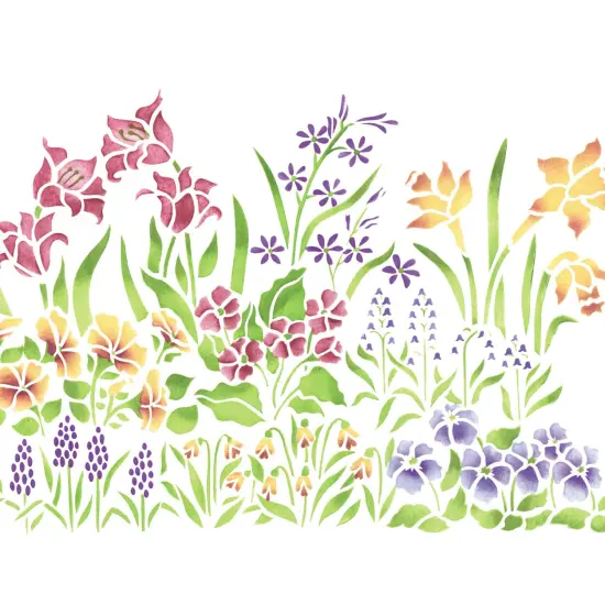 Small Mixed Flower Garden Wall Stencil | 182B by Designer Stencils | Floral Stencils | Reusable Art Craft Stencils for Painting on Walls, Canvas, Wood | Reusable Plastic Paint Stencil for Home Makeover | Easy to Use & Clean Art Stencil {2}