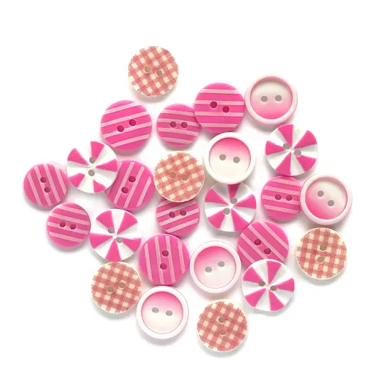 Buttons Galore and More Colorful Printed Buttons for Crafts & Sewing - 45 Buttons Tickle me pink {6}