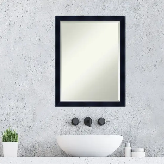 Beveled Wood Bathroom Wall Mirror, Madison Black Frame {6}