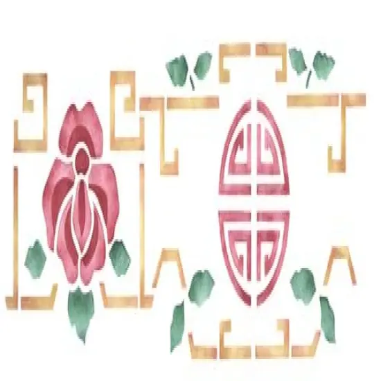 Oriental Wall Stencil Border | 079R by Designer Stencils | Pattern Stencils | Reusable Stencils for Painting | Safe & Reusable Template for Wall Decor | Try This Stencil Instead of a Wallpaper | Easy to Use & Clean Art Stencil Pattern {1}