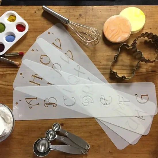 1.25-Inch Contemporary Monogram Letters Cake Stencil | C106 by Designer Stencils | Cake Decorating Tools | Baking Stencils for Royal Icing, Airbrush, Dusting Powder | Reusable Plastic Food Grade Stencil for Cakes | Easy to Use & Clean {3}