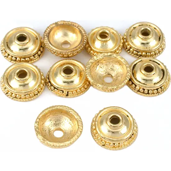 Dot Bali Bead Caps Gold Plated Beading 14mm Approx 10 {1}