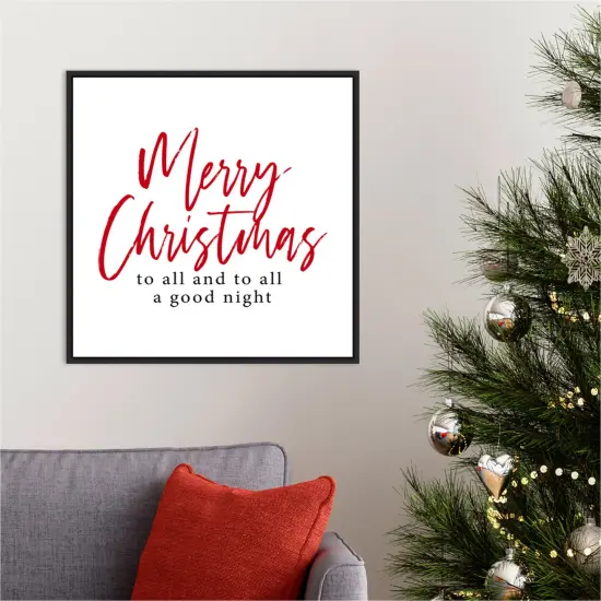 Merry Christmas to All Script by Amanti Art Portfolio Canvas Wall Art Print Framed Black {5}