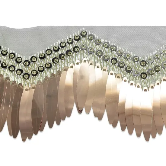 5 Yards of Segundo Tango Wavy Long Sequin Fringe Trim Rose Gold {1}