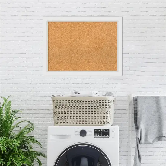 Cork Board, Blanco White Wood Frame - Bulletin Board, Organization Board, Pin Board Natural Cork {6}