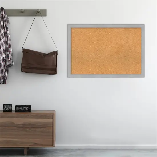 Cork Board, Vista Brushed Nickel Narrow Frame - Bulletin Board, Organization Board, Pin Board {5}