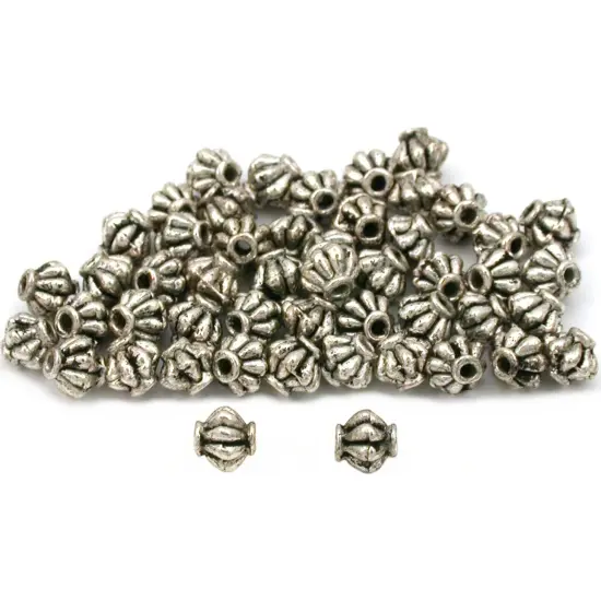 Fluted Bali Beads Antique Silver Plated 5mm Approx 50 {1}