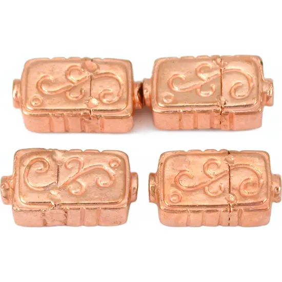Fluted Rectangle Beads Copper Plated Bead 18mm Approx 4 {1}