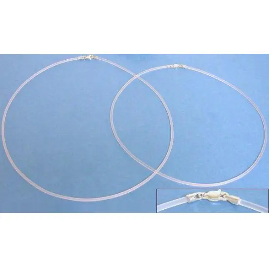 Rubber Cord Necklaces Clear 16" & 18" 2Pcs {1}