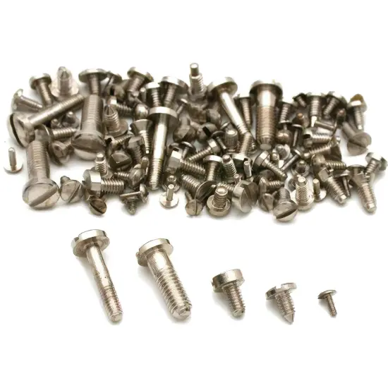 100 Clock Bell Case Screws Nickel Clockmaker Tool Parts {1}