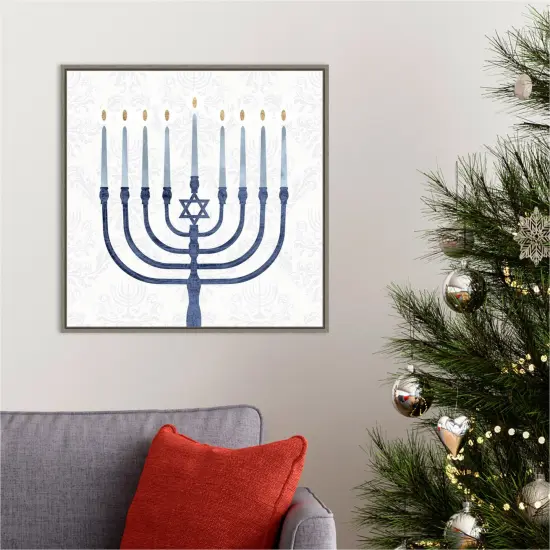 Sophisticated Hanukkah II by Victoria Borges Canvas Wall Art Print Framed Grey {5}