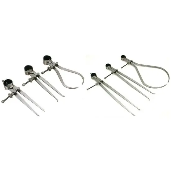 Inside Outside Divider Precision Calipers Small & Large Sets Kit 6 Pcs {1}