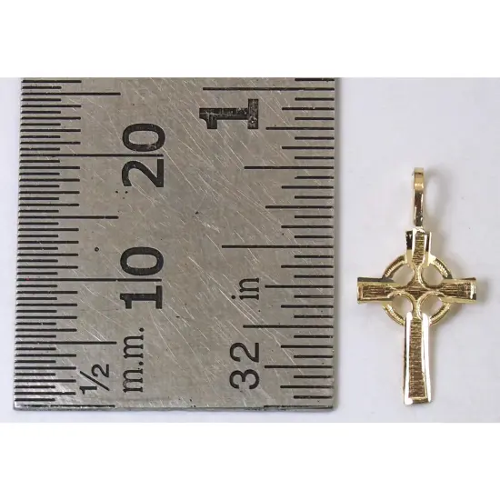 14K Gold Celtic Cross Charm with 18" Gold Cable Chain & Gift Box {4}