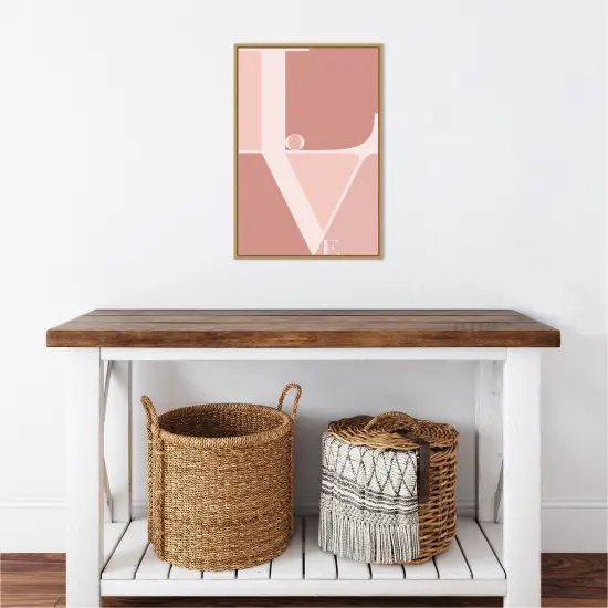 Love by Typelike 16-in. W x 23-in. H. Canvas Wall Art Print Framed in Natural {5}