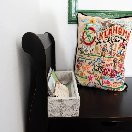 Rustic Farmhouse Decorative Organizer Wood Storage Box White {4}