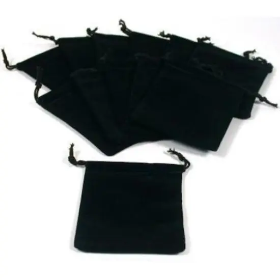 12 Jewelry Travel Gift Bags Black Velvet Drawstring {1}