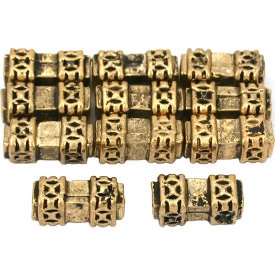 Rectangle Tube Beads Antique Gold Plated 11mm Approx 10 {1}
