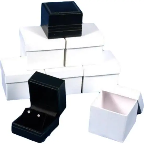 6 Earring Boxes Black Leather Showcase Jewelry Display {1}