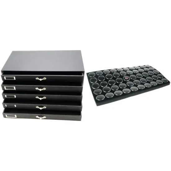 Jewelry Display 5 Drawer Organizer Storage Case with Jar Tray Inserts 6 Pcs {1}