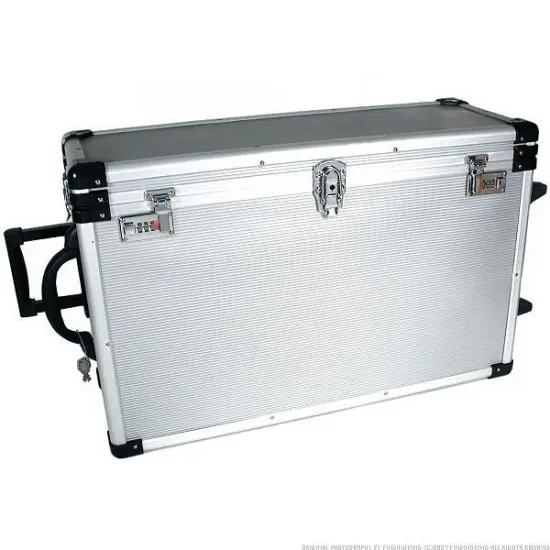 Large Aluminum Jewelry Carrying Rolling Case Handle New {2}
