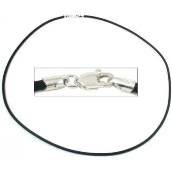 Rubber Cord Necklace Black 18" 4Pcs {2}