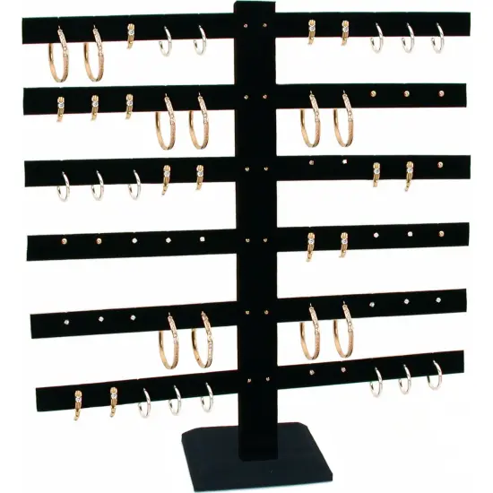 Black Velvet 6 Tier T-Bar Earring Display Stand 2 Pcs {1}