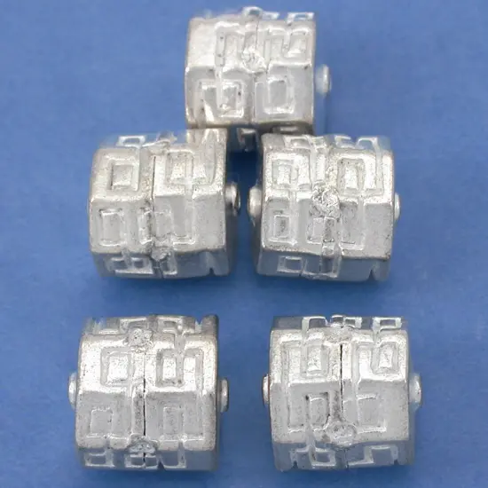 19g Octagon Barrel Bali Bead Silver Plt 13.5mm Approx 4 {1}