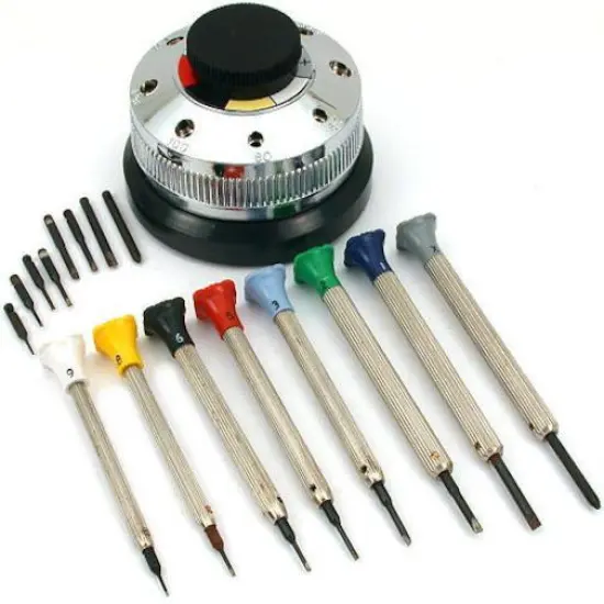 13 Watchmakers Screwdrivers Revolving Rotating Stand Repair Tool {2}