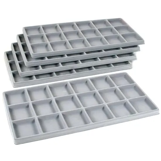 5 Gray 18 Slot Coin Jewelry Showcase Display Tray Inserts {1}