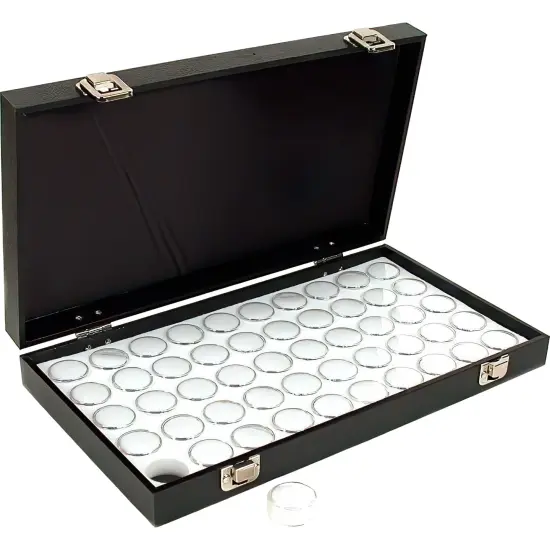 50 Gem Jars White Display Tray Gemstone Travel Case {1}
