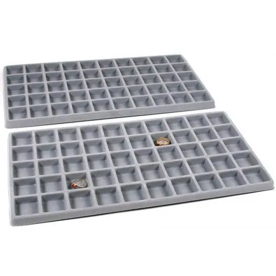 100 Slot Pendant Jewelry Showcase Gray Display Tray {1}