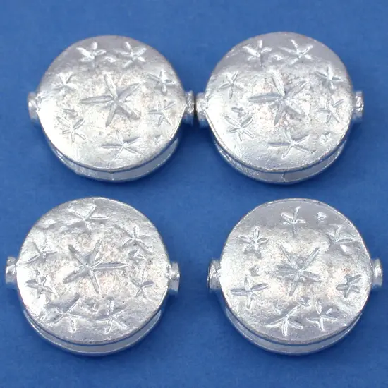 Fluted Star Disc Beads Silver Plated 18.5mm Approx 3 {1}