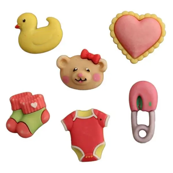 Buttons Galore Baby Hugs Button Set &ndash; 36-Piece Baby-Themed Craft & Sewing Buttons, Includes Ducks, Booties & Pacifiers for DIY, Scrapbooking & Nursery Decor {2}