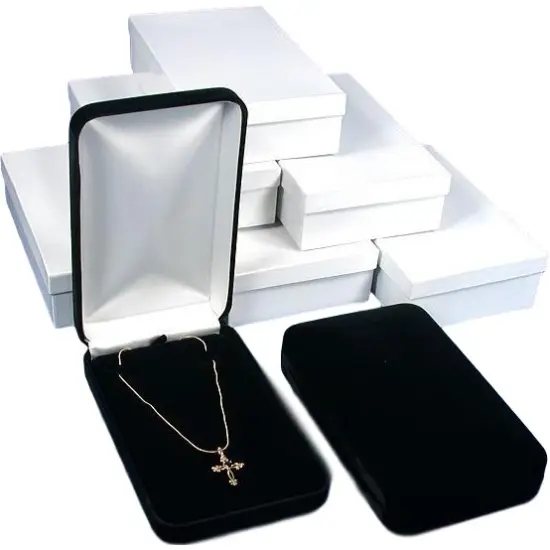 Black Velvet Necklace Chain Jewelry Gift Box Showcase Displays Kit 36 Pcs {1}