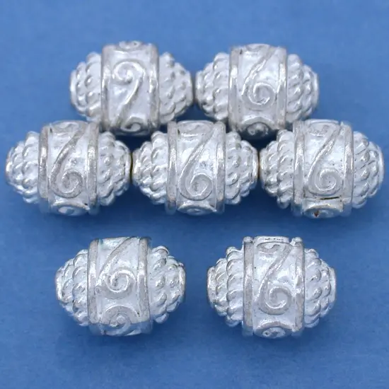 Bali Barrel Rope Beads Silver Plt 16gr 10.5mm Approx 6 {1}