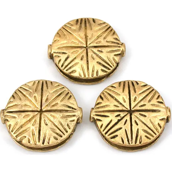 Fluted Star Beads Antique Gold Plated 19.5mm Approx 3 {1}