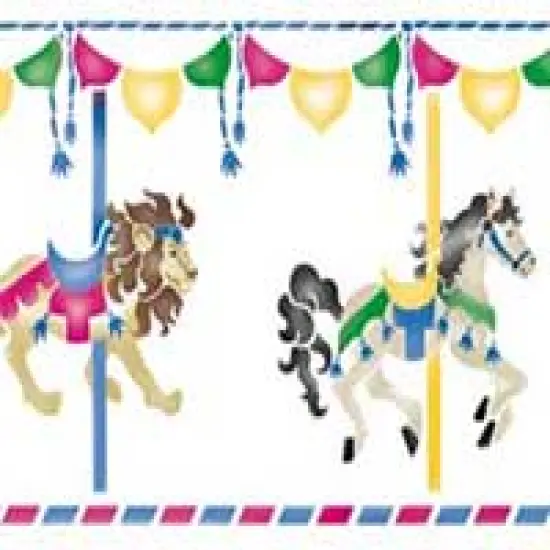 Carousel Wall Stencil | 1917 by Designer Stencils | Reusable Art Craft Stencils for Painting on Walls, Canvas, Wood | Reusable Plastic Paint Stencil for Home Makeover | Easy to Use & Clean Art Stencil {2}