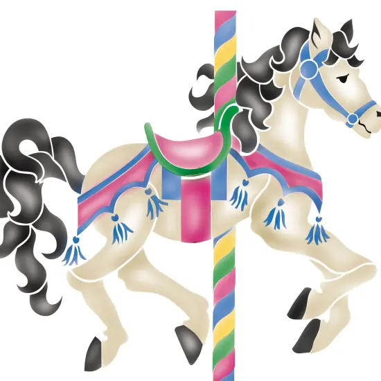 Carousel Horse Wall Stencil | 1687 by Designer Stencils | Reusable Art Craft Stencils for Painting on Walls, Canvas, Wood | Reusable Plastic Paint Stencil for Home Makeover | Easy to Use & Clean Art Stencil {2}