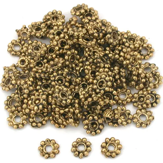 Flower Bali Spacer Beads Antq Gold Plt 6mm Approx 125 {1}