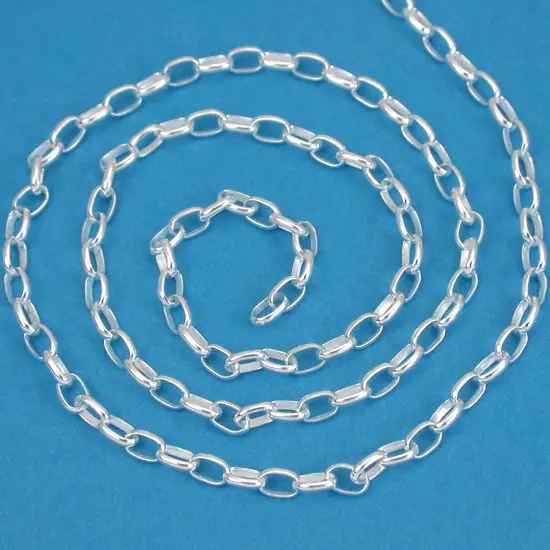 St. Silver Oval Rolo Wide Chain Bulk By The Foot 2.5mm {1}