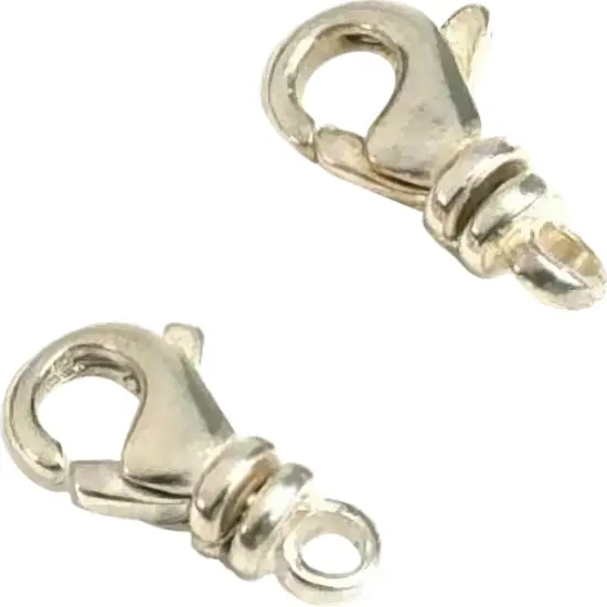 Pocket Watch Lobster Clasps Sterling Silver 10.5mm 2Pcs {1}
