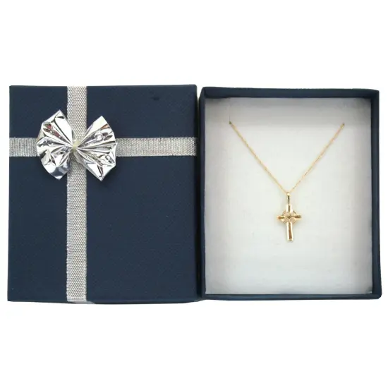 14K Gold Celtic Cross Charm with 18" Gold Cable Chain & Gift Box {1}