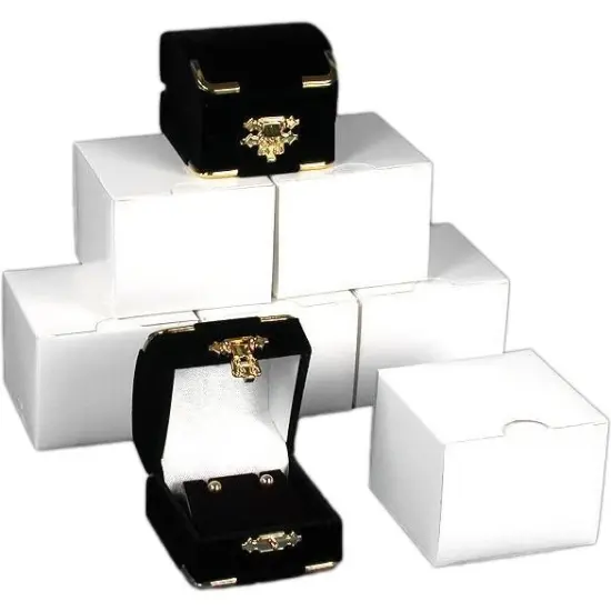 6 Earring Gift Boxes Black Flocked Jewelry Case Display {1}