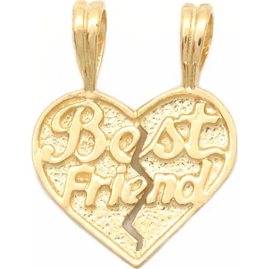Best Friends Heart Charm Breakable 14k Gold 14mm {1}