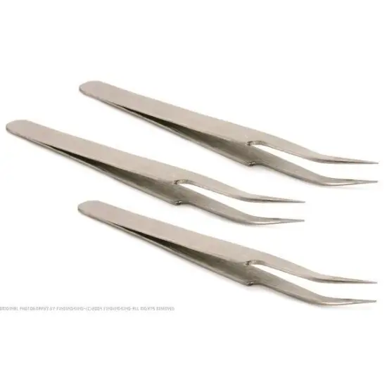 3 Tweezers Stringing Beading Watch Stainless Steel Tool {1}