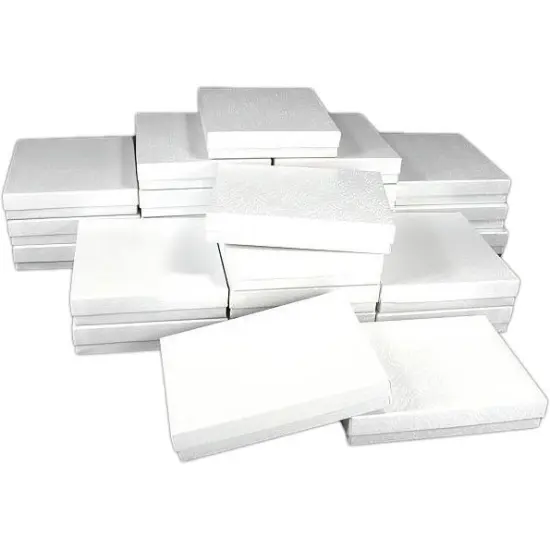 25 White Swirl Cotton Boxes Necklace Gift Box Displays 6 1/8" {1}