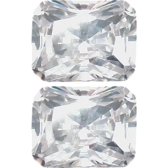 2 White Emerald Cut Faceted Cubic Zirconia CZ 6x8mm {1}