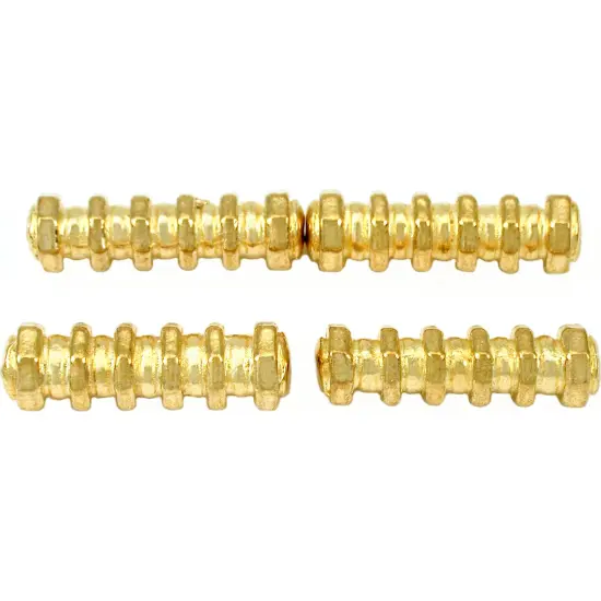 15g Bali Octagon Tube Beads Gold Plt 23mm Approx 4 {1}